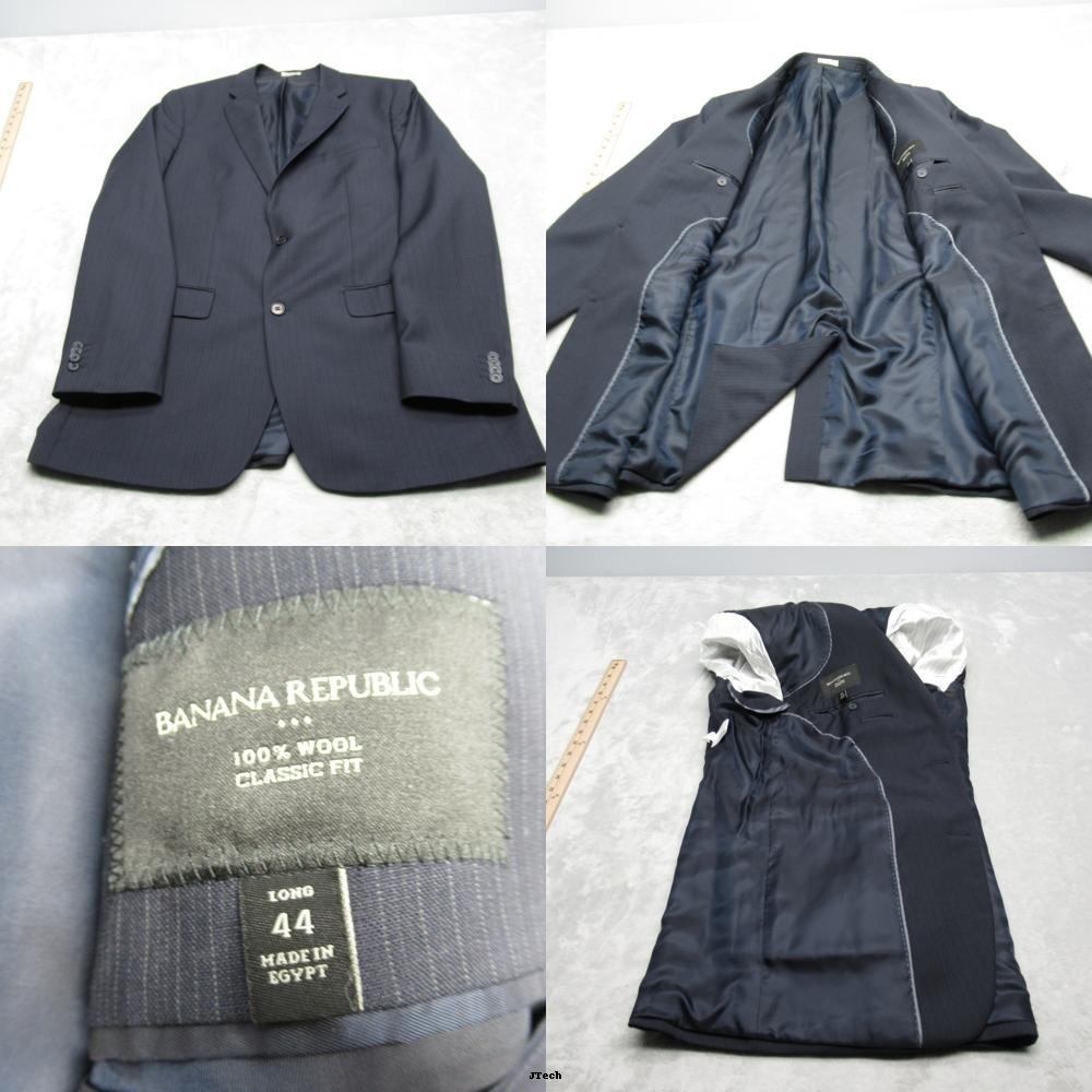 Banana Republic Wool Blazer Mens 44 Long Blue Pinstripe Classic‎ Fit 2 Button